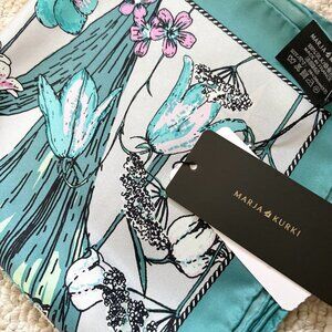 Marja Kurki Silk Scarf – Helsinki Map Print (Turquoise / Rose / White)